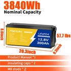 300ah 12v Lifepo4 Lithium Battery Deep Cycle Built-in Bms For Solar Rv Off-grid