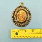 Vintage Gold Tone Filigree Cameo Courting Couple Romantic Scene Ornate Wall Art