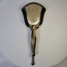 Vintage 2 Piece Mirror And Brush Vanity Dresser Set Gold silver Leaf Design