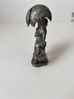 Rare Michael Ricker Signed Solid Pewter Centaur Girl With Leaf Umbrella 4    Tall