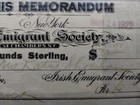 Rare Irish Emigrant Society Sterling Receipt Circa 1922