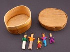 Handmade Guatemalan Worry Trouble Small Textile Doll With Basket Set