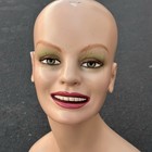 Mannequin Vintage Woman Wig Hat Display Stand Head Laughing Smiling Girl 17 5   