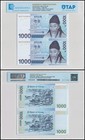South Korea 1000 Won  2007 Nd  P-54  Unc 2 Pieces Uncut Sheet  Tap Authenticated