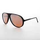 Black Mirrored Amber Lens Vintage Aviator Sunglasses- Slater