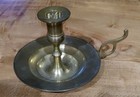 Vintage Antique Brass Hand Held Candle Stick Holder W  Finger Loop Handle 4 