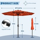 9ft Patio Market Umbrella W 32 Solar Powered Led Lights Uv-resistant Deck Garden