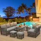 Patio Furniture Set  7 Pieces Outdoor  Sofa With High Table And Chairs