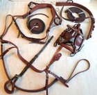 New Reddish Brown Leather Pony Driving Horse Harness With Silver Studs Complete