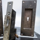 Yale   Towne Heavy Duty Pocket Door Hardware Lock Escutcheons   Key Half Set