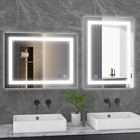 Led Dimmable Lighted Bathroom Mirror Anti-fog Wall Mounted Rectangle Mirror