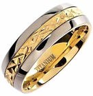 Plain Titanium Band Wedding Ring With Gold Plated Accent  Size 12