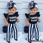 Summer Toddler Kids Baby Girls Stripe Tops T-shirt long Pants Outfits Clothes