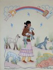 Harrison Begay Navajo 1917-2012 Original Painting  young Shepherd In Springtime 