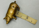 C 1900 Brass Pig Figural Tape Measure Victorian Tail Crank Sewing Antique