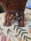 Vtg Teak Wood Book Stand Cookbook Hand Carved -folding- India