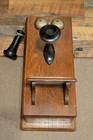 Early Leich Co Electric Antique Hand-crank Oak Wall Phone W All Internal  Parts 