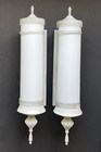Vtg 1950   s-60   s Traditional French Gold On White Opal Milk Glass  Sconces  20   h