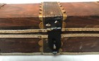India Indian Wood Antique Covered Hinged Box Brass   Silver Tone Metals