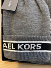 Michael Kors Scarf And Hat Set Gray With White   Black Stripe  Os Uni-sex New