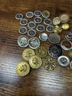 Vintage Lot Of 42 Brass And Metal Buttons Various Styles And Sizes