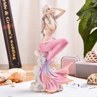 Pink Mermaid Figurines 7 28  Resin Mermaid Sculpture Mediterranean Princess O   