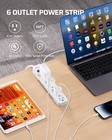 Dewenwils 6-outlet Power Strip Surge Protector  10ft Long Extension Cord  White