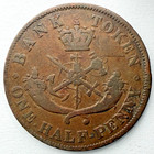 1852 Bank Of Upper Canada Half Penny Bank Token Nice Details Early Canadian Coin