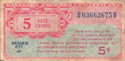 Military Payment Certificate-series 471-38 5 Cents-1940s