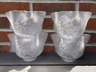 Set 4 Antique Arts Crafts Victorian Glass Lamp Shades 2 1 4  Dragon Acid Etched