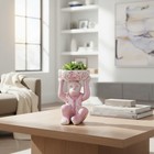 Pink   White Chinoiserie Monkey Holding Bowl New 8 h Vintage Style Chinoiserie