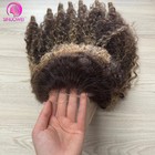 Highlight Honey Blonde Burmese Curly Hair Wig Human Hair Hd Lace Frontal Wigs