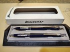 Vintage Austria Ballograf Ballpoint Pen   Mechanical Pencil Set Blue Silver 