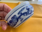 Vintage Blue And White Chinese Porcelain Round Planter Cachepot Wide