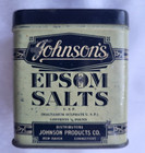 Vintage Johnson s Epsom Salts Green Tin Advertising Pharmacy Drug Store Empty