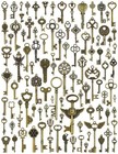 100pcs Vintage Skeleton Keys Antique Bronze Brass Mixed Set 300g Bulk Lot Usanew