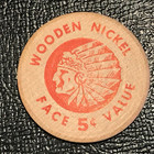 High End 100 Year Anniversary Dunmore Pennsylvania 1962 Red Wooden Nickel-mar804