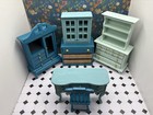 Mini Rooms Vintage Dollhouse Furniture    blue green Room    Miniatures Lot