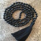 Faceted Black Agate 108 Prayer Beads Mala Necklace Tibet Buddhist Meditation