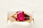 Rare Antique Russian Empire 14k Gold Ring 56 Avenir Sumin As Ruby Oval 6x9mm