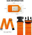 8 Pack Luggage Straps And Tags Set  2 Inches Wide 6 5 Feet Long  Orange 