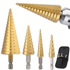 3pcs set Titanium Step Cone Drill Hole Cutter Bit Hss Large Set Tool With Pouch