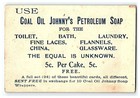 1880s Coal Oil Johnny s Petroleum Soap Victorian Trade Card Lovely Girl Blue Hat