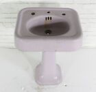 1950s Lavender Purple Cast Iron Pedestal Sink