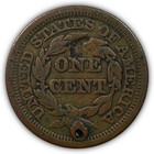 1848 Braided Hair Large Cent Fine F Coin  Holed  19457