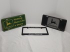 Vtg John Deere License Plate Bundle Lot Of 3 - Green   Black   Frame