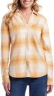 Weatherproof Vintage Women s Comfort Stretch Flannel Shirt  Yellow  Size Xl