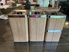 Vintage 1960   s Kreamer Ware Metal Wood Tone Canister Set Coffee Tea Flour Sugar