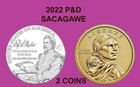 2022 P d  1 Sacagawea Native American Ely S  Parker Ha-sa-no-an-da  2  Coins