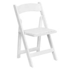 White Wood Folding Chair With White Vinyl Padded Seat - Wedding Chair